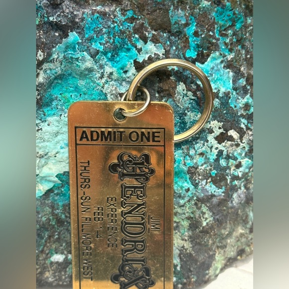 Vintage. 80’s Jimi Hendrix Brass Key Chain Fillmore West Ticket to Show 4” - Picture 3 of 3